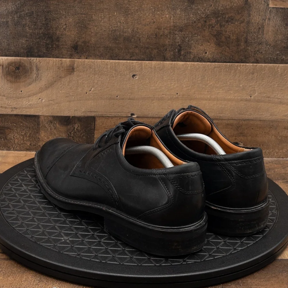 ECCO CAP TOE BLACK LEATHER MENS OXFORDS DRESS SHOES BUSINESS CASUAL SIZE 12/46